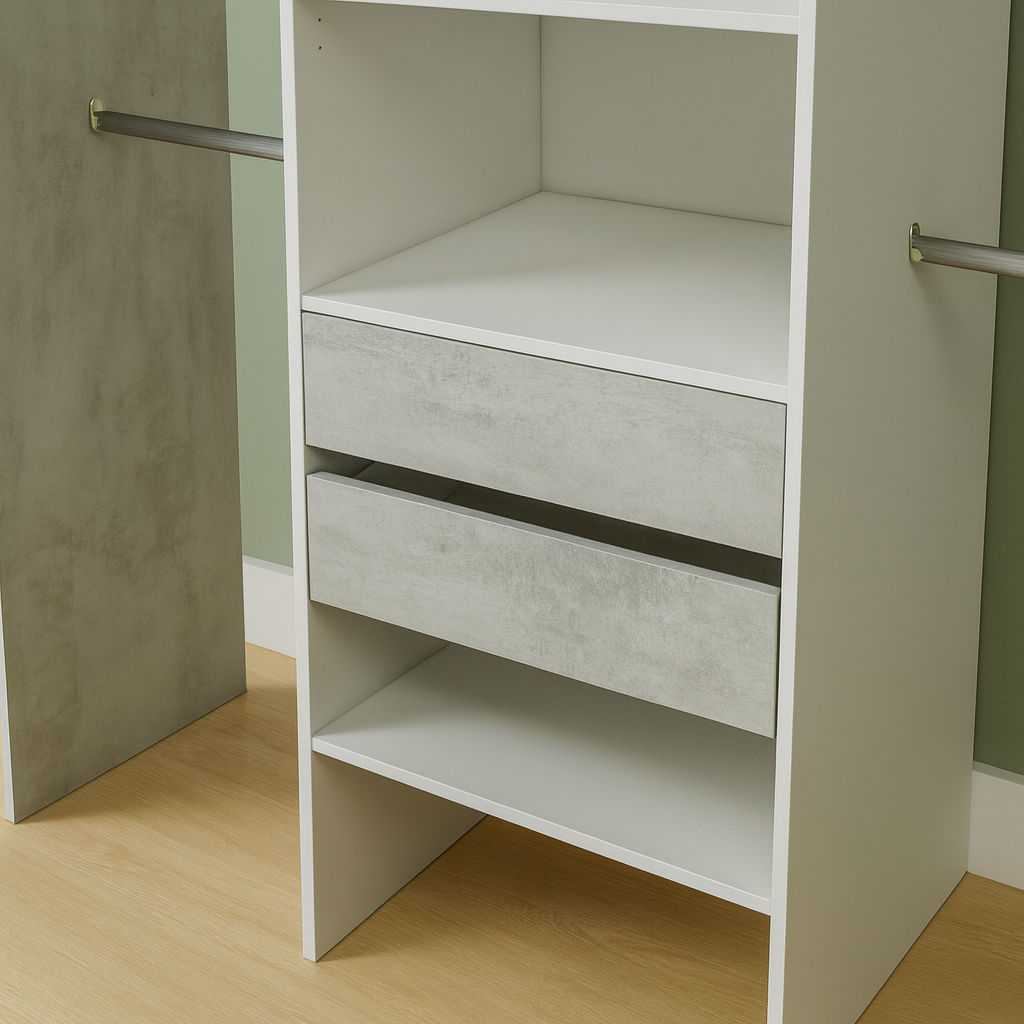 Armario Vestidor 0L8552A acabado blanco/pizarra 2,02 x 1,79 x 0,50