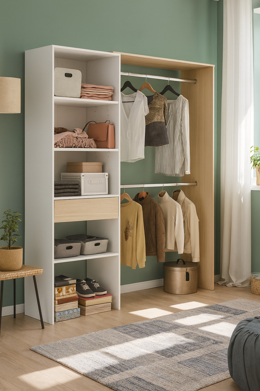 Armario Vestidor blanco/madera 1,90cm